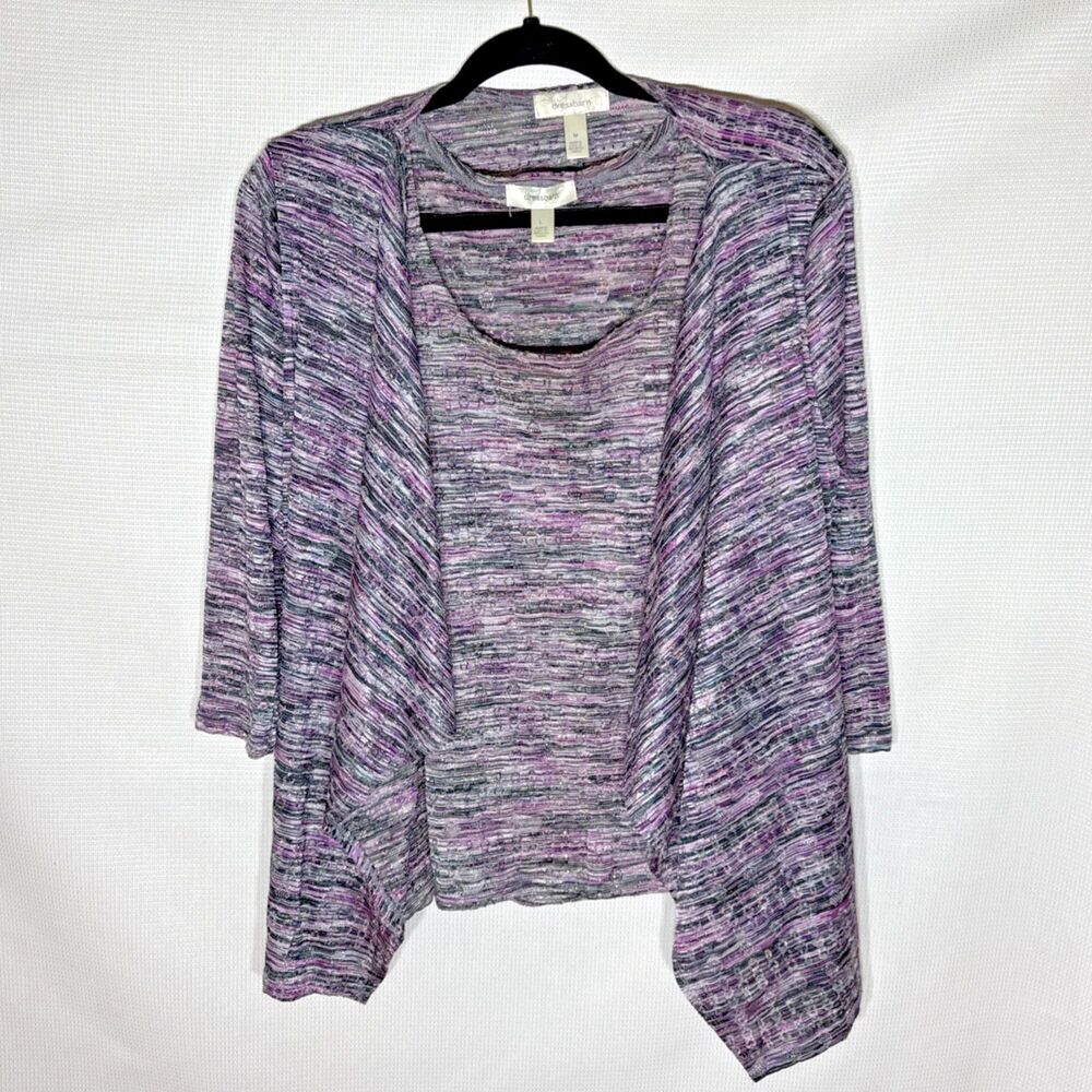 Dressbarn 3/4 Sleeve Waterfall Cardigan (M) Matching Tank (L) Office Career